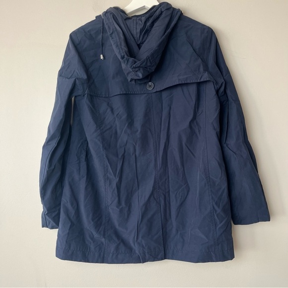 Tommy Hilfiger Zip Up Snap Navy Rain Jacket with Hood Medium - Picture 2 of 10